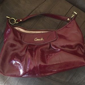 Coach Crimson Patent Leather Ashley Hobo